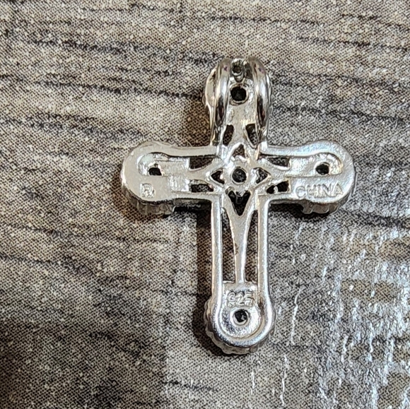 Blue Topaz Cross, Sterling Silver Sky Blue Topaz Dainty Religious Cross - Picture 3 of 9
